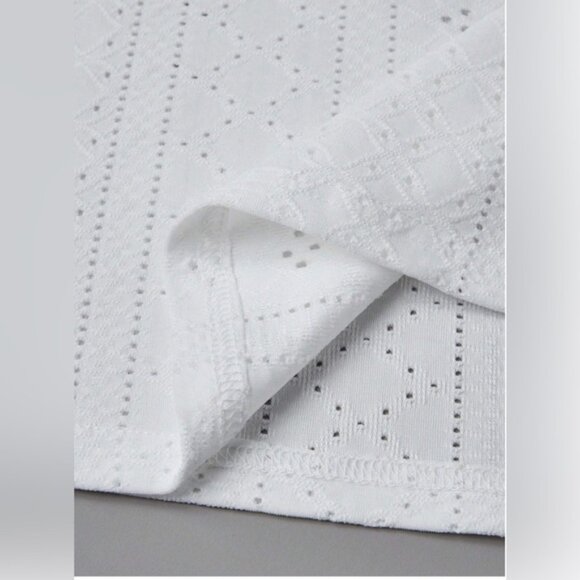 Round Neck Eyelet Embroidered Tank Top White - Picture 2 of 8